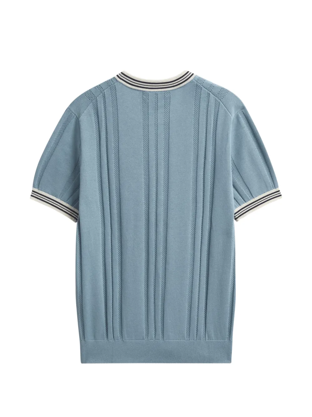 Pringle of Scotland textured-knit striped-trims T-shirt Blauw