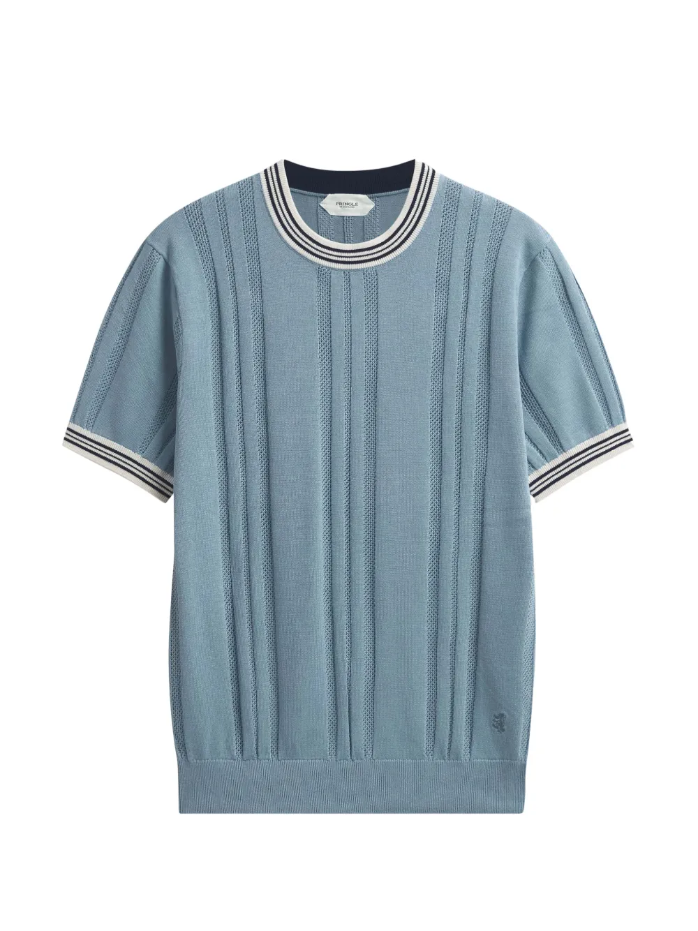 Pringle of Scotland textured-knit striped-trims T-shirt - Bleu Pringle of Scotland textured-knit striped-trims T-shirt - Bleu