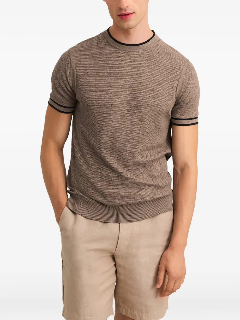 Pringle of Scotland diamond-stitch T-shirt Bruin