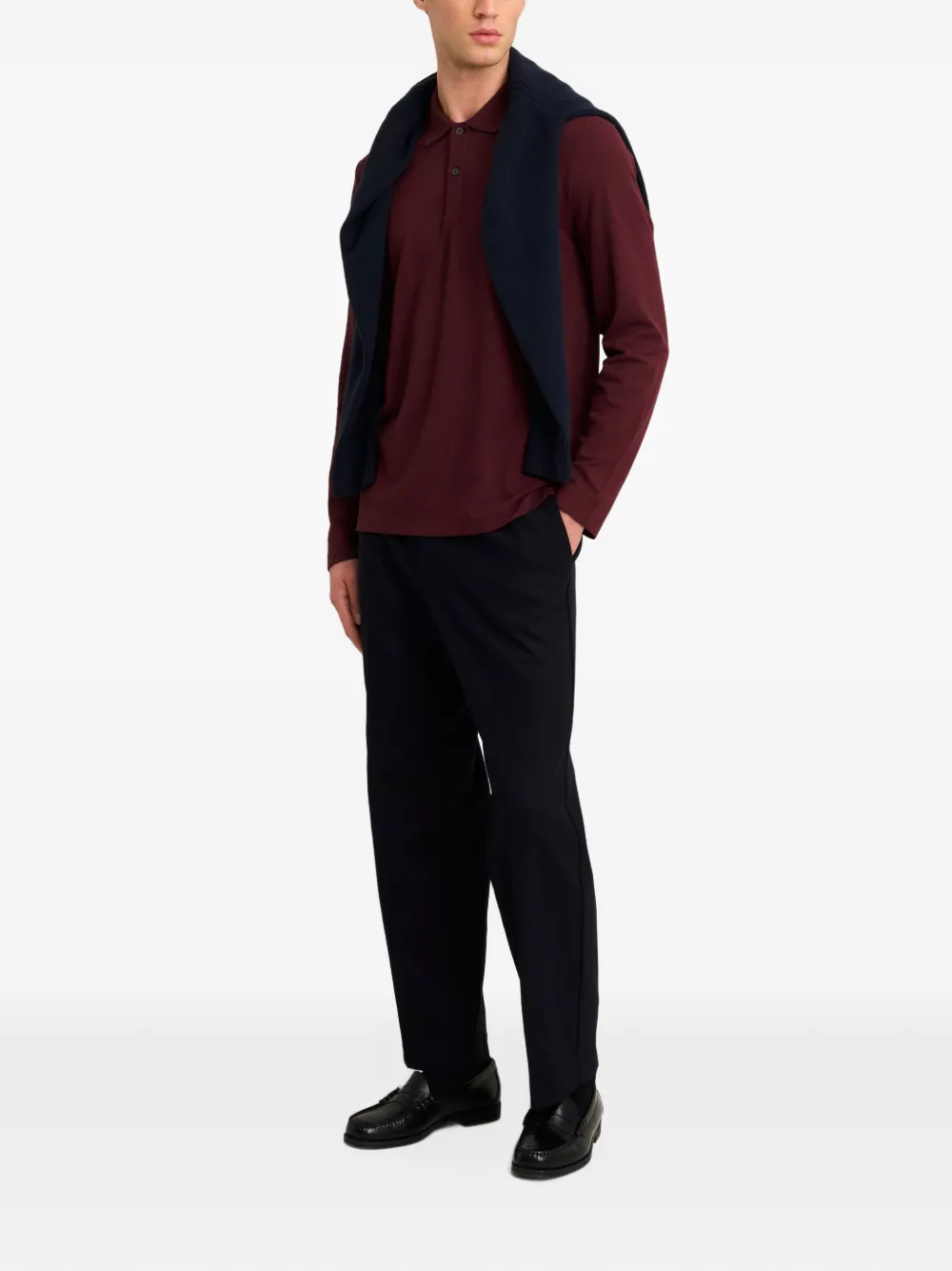 Pringle of Scotland long-sleeve pique polo shirt Rood