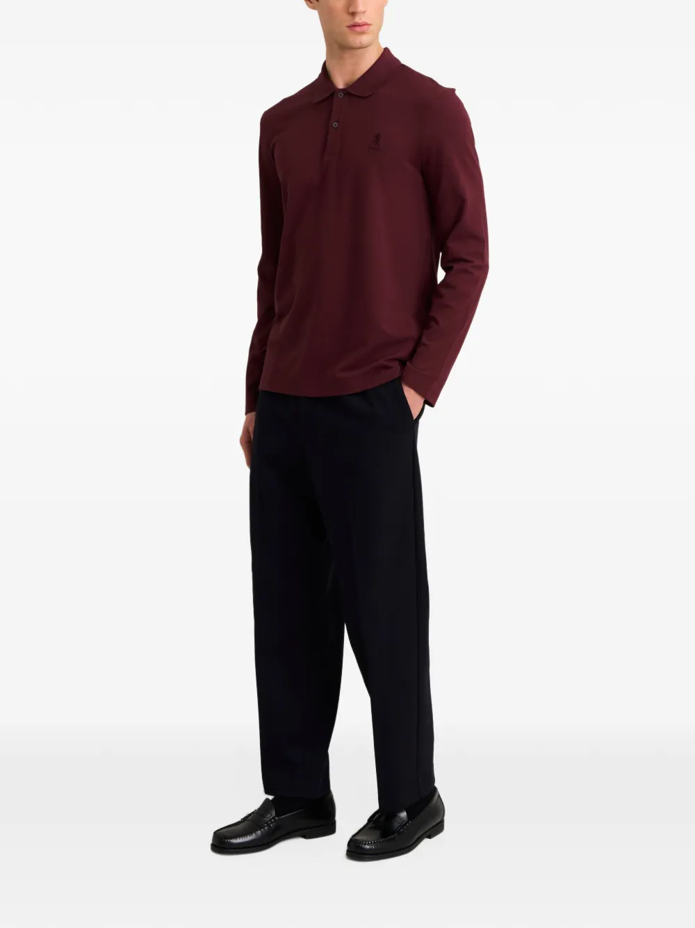 Pringle of Scotland long-sleeve pique polo shirt Rood