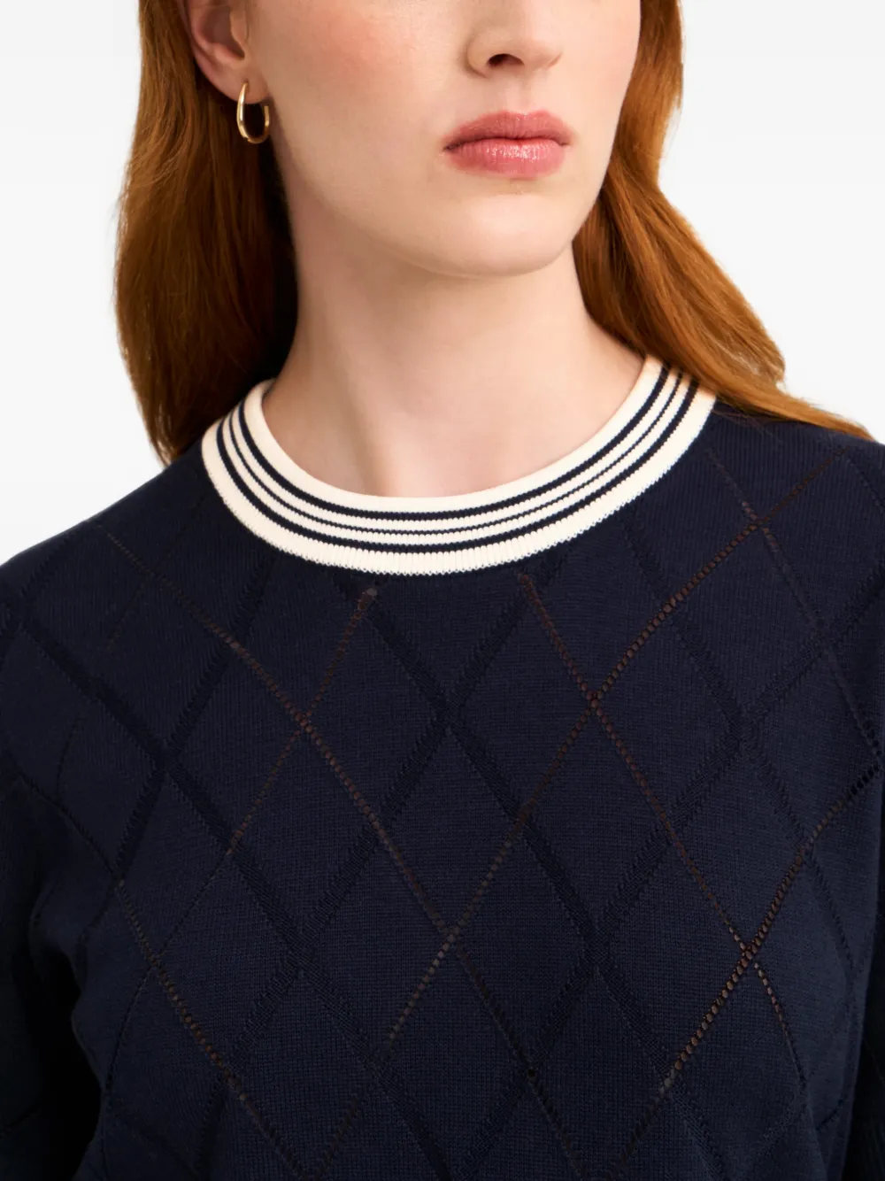 Pringle of Scotland T-shirt met argyle-textuur Blauw