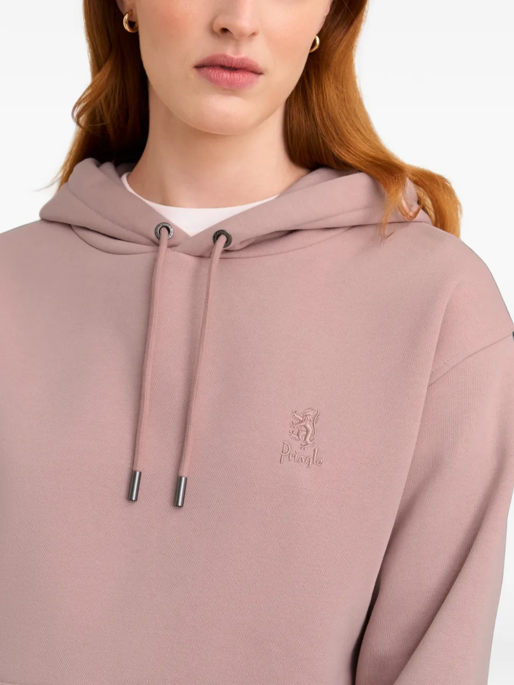 Pringle of Scotland logo-embroidered hoodie Roze