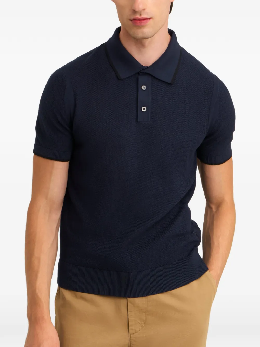 Pringle of Scotland diamond-stitch polo shirt Blauw