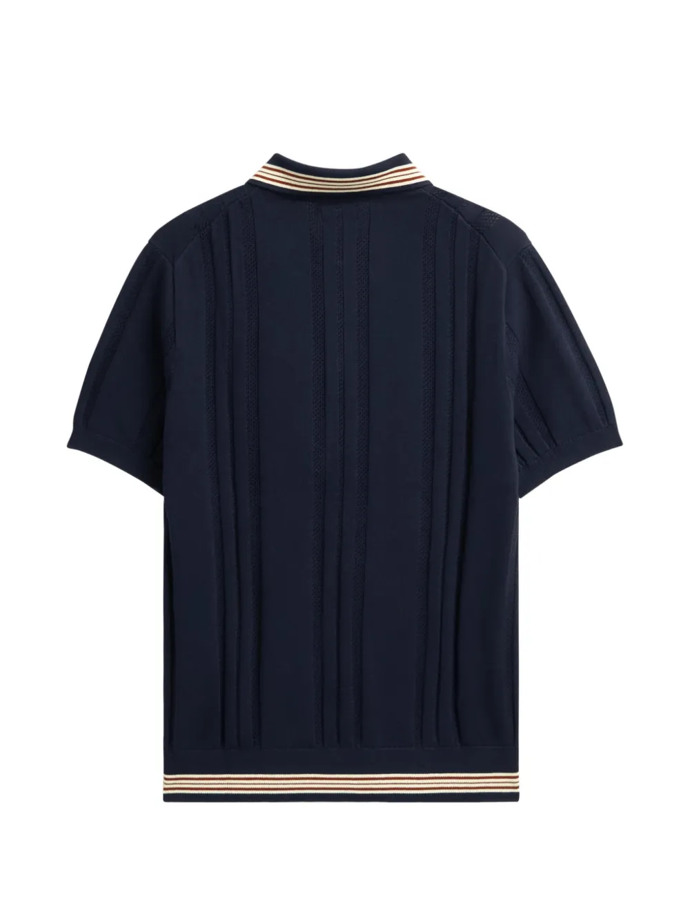 Pringle of Scotland textured trim-striped polo shirt Blauw