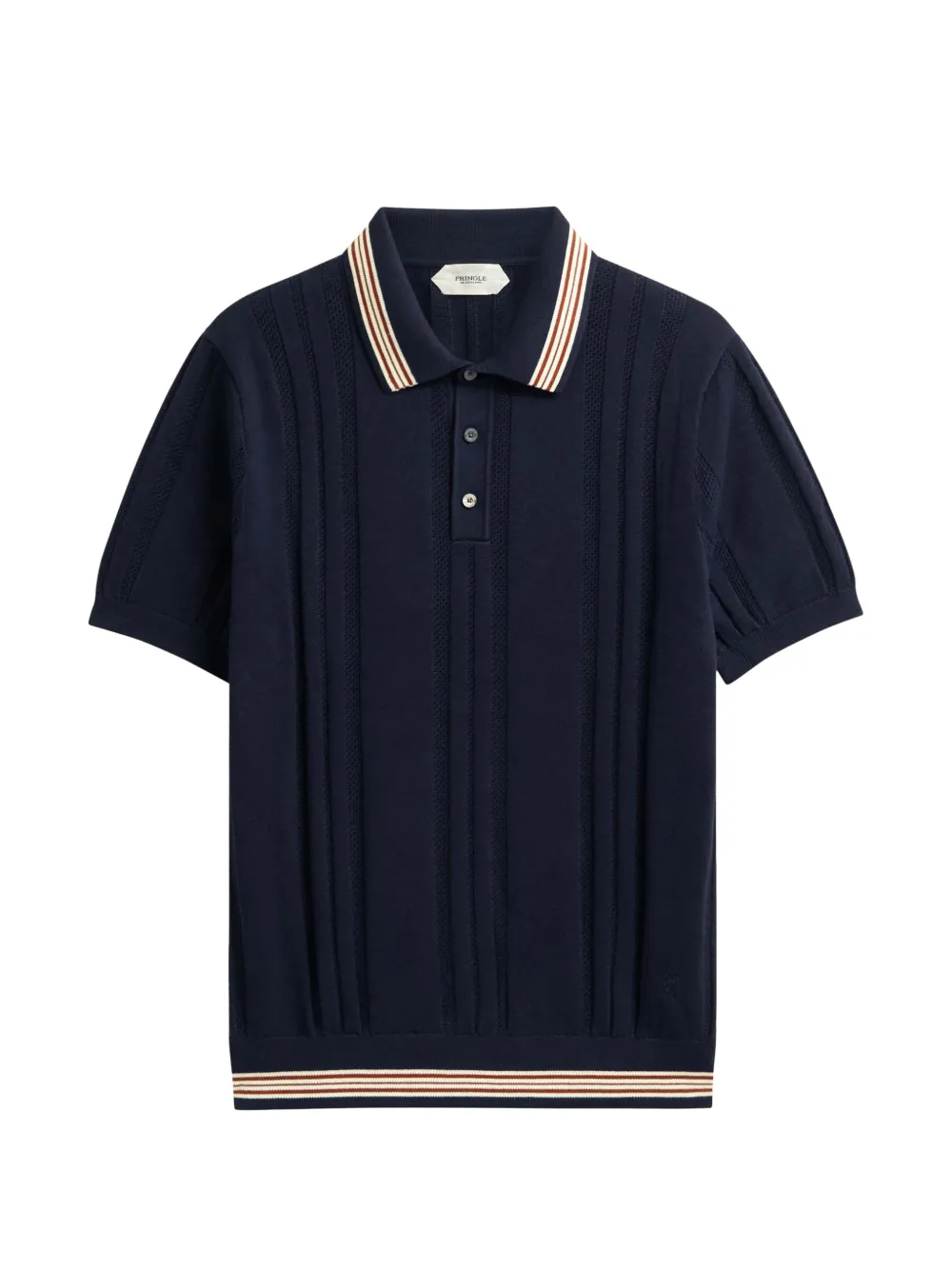 Pringle of Scotland textured trim-striped polo shirt Blauw