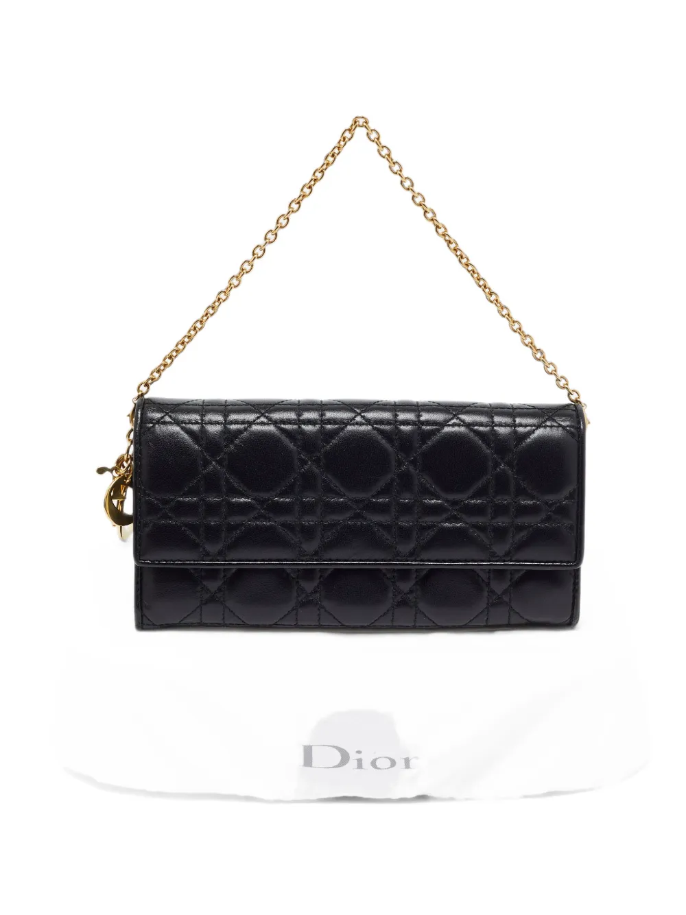 Christian Dior Pre-Owned 2012 Lady Dior wallet on chain - Nero