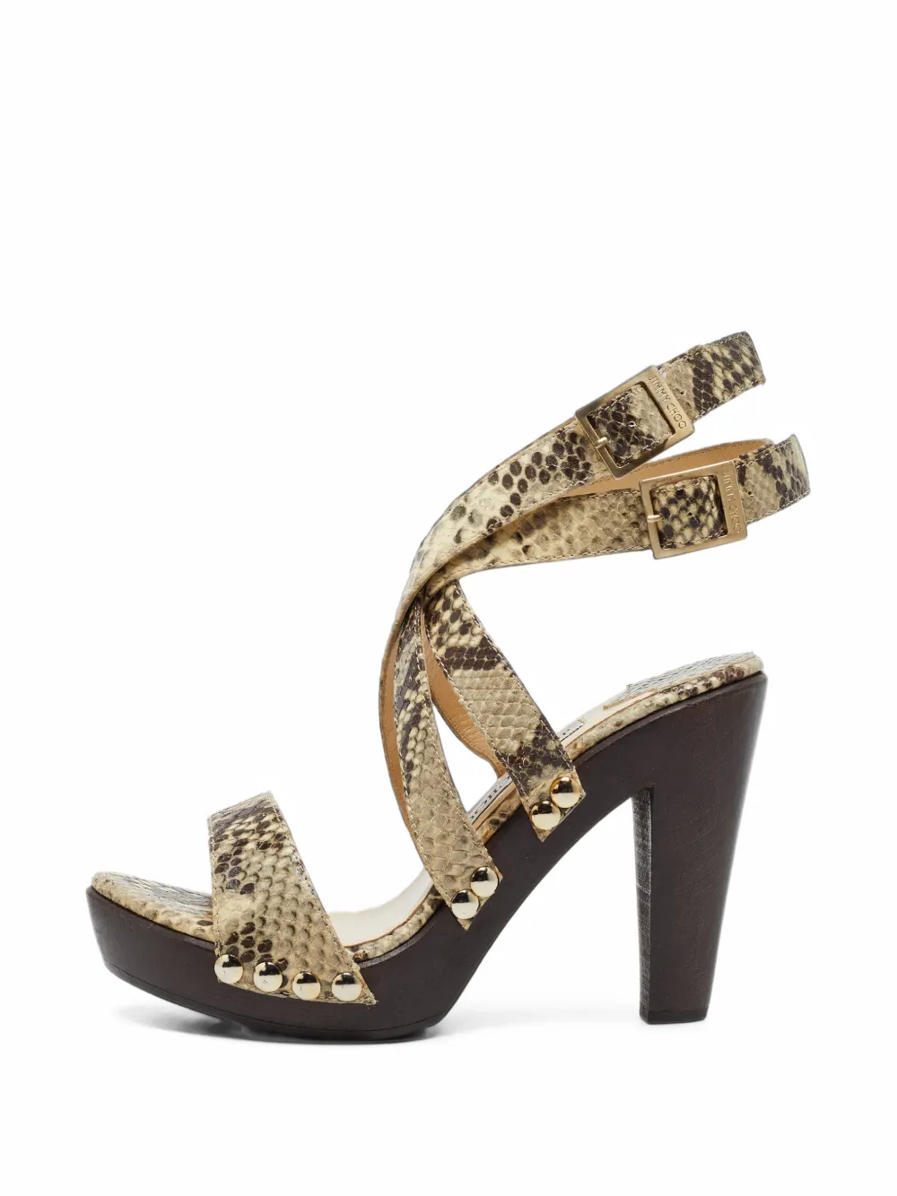 Jimmy Choo Pre-Owned python-embossed leather sandals - Nude