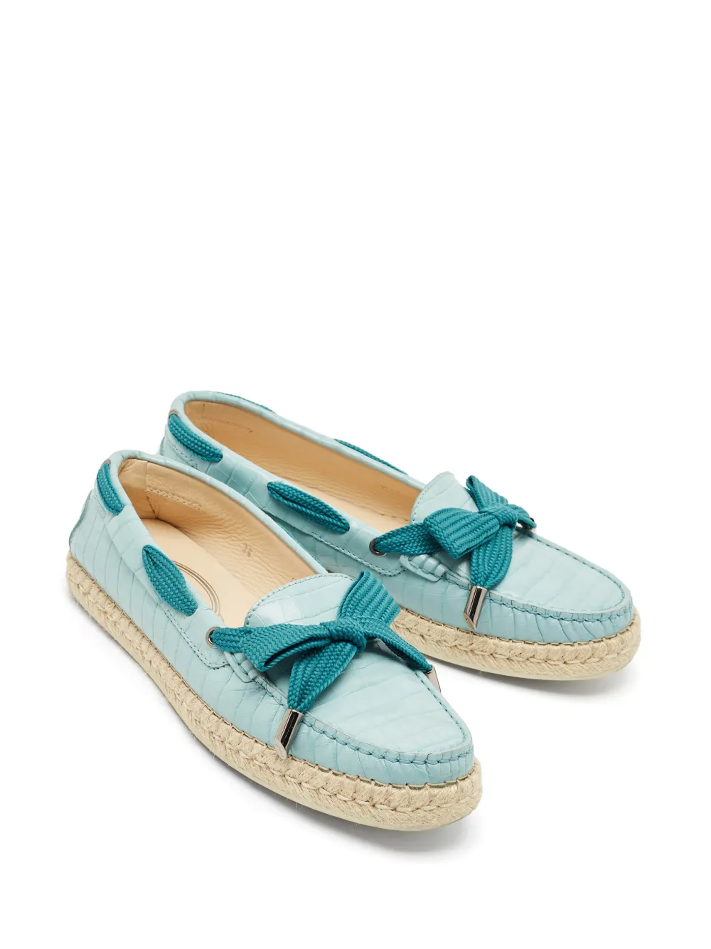 Tod's Vintage crocodile-embossed leather loafers - Blau