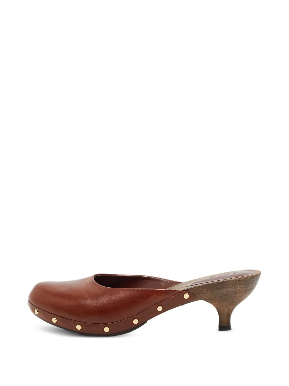 Chloé Pre-Owned studded leather clogs - Braun