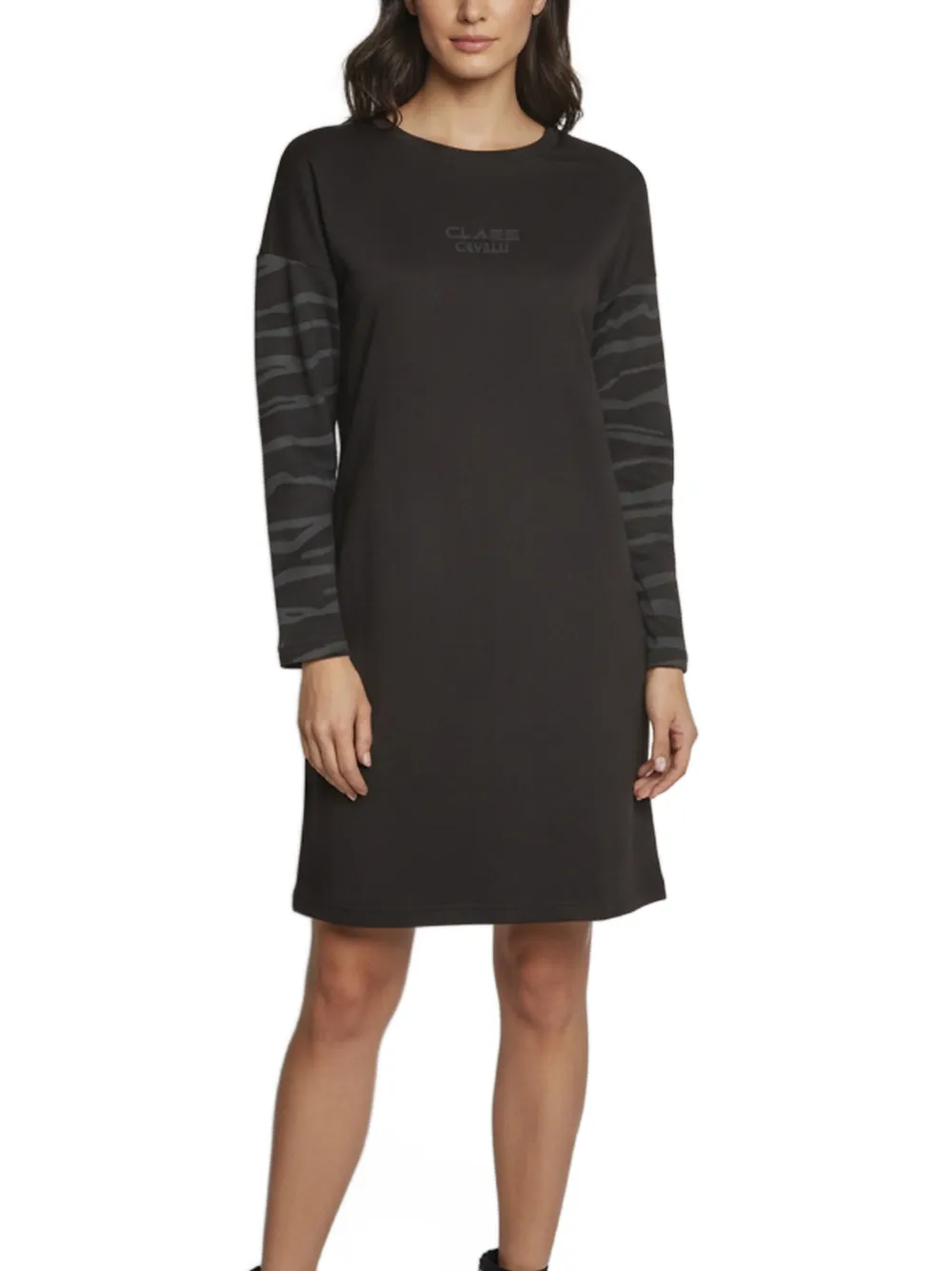 Cavalli Class zebra-print logo-print mini dress - Schwarz