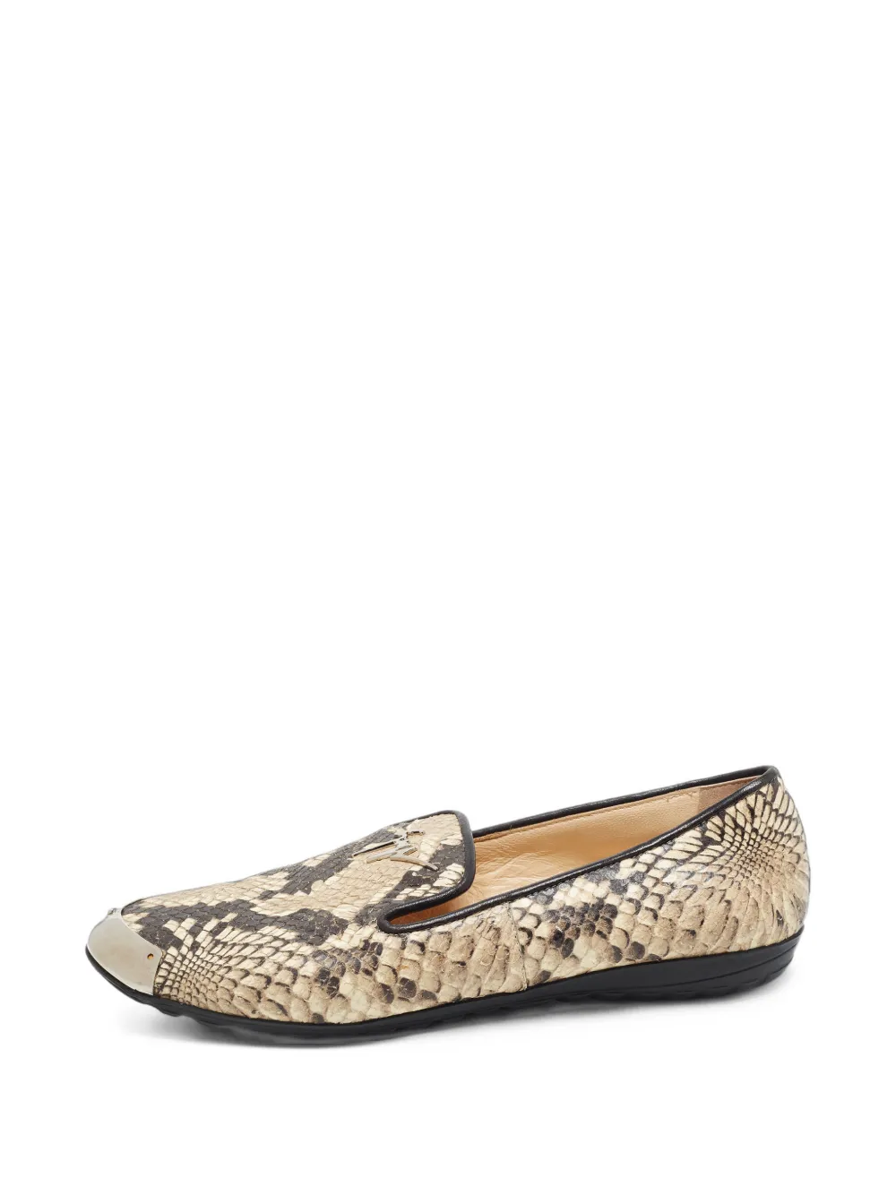 Giuseppe Zanotti Vintage python-embossed leather smoking loafers - Nude