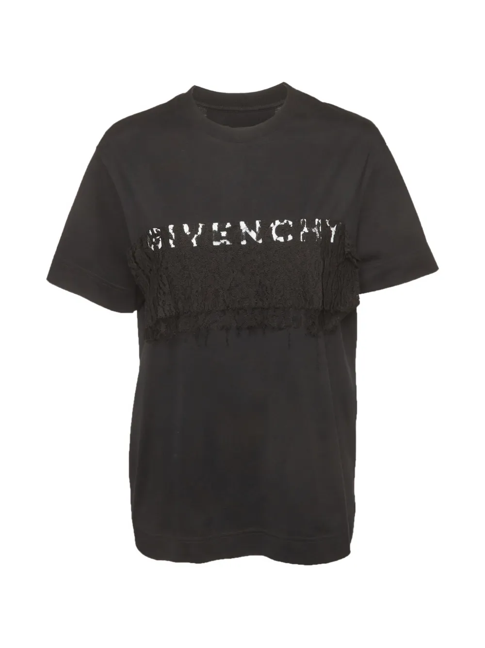 Givenchy Pre-Owned logo-print lace-insert T-shirt - Nero