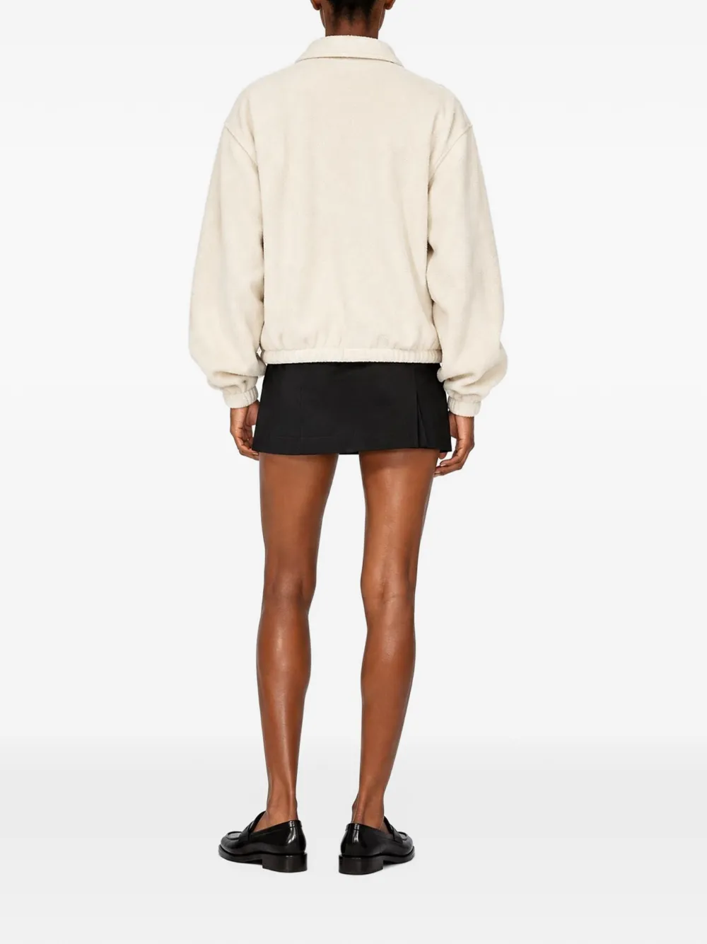 KAPPY fleece zip-up bomber jacket Beige