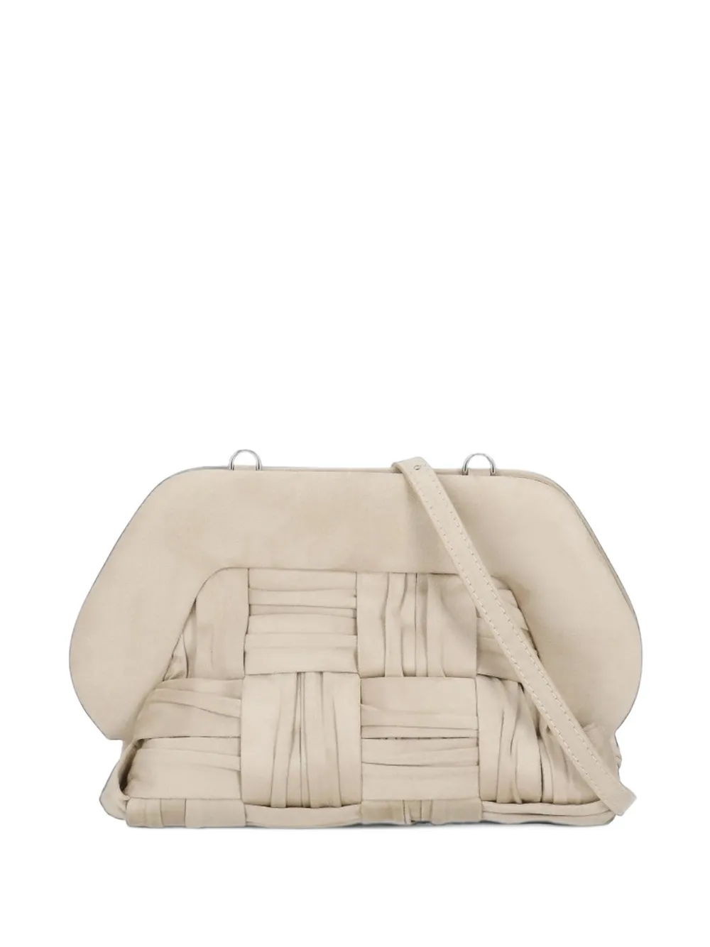 Themoirè medium Bios woven-design clutch bag Beige