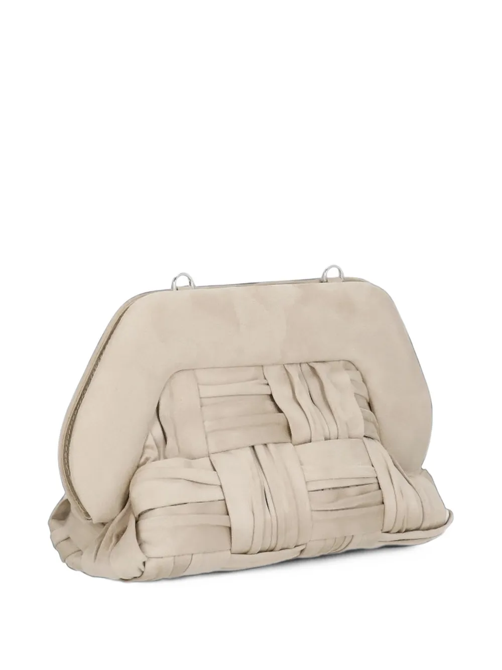 Themoirè medium Bios woven-design clutch bag Beige