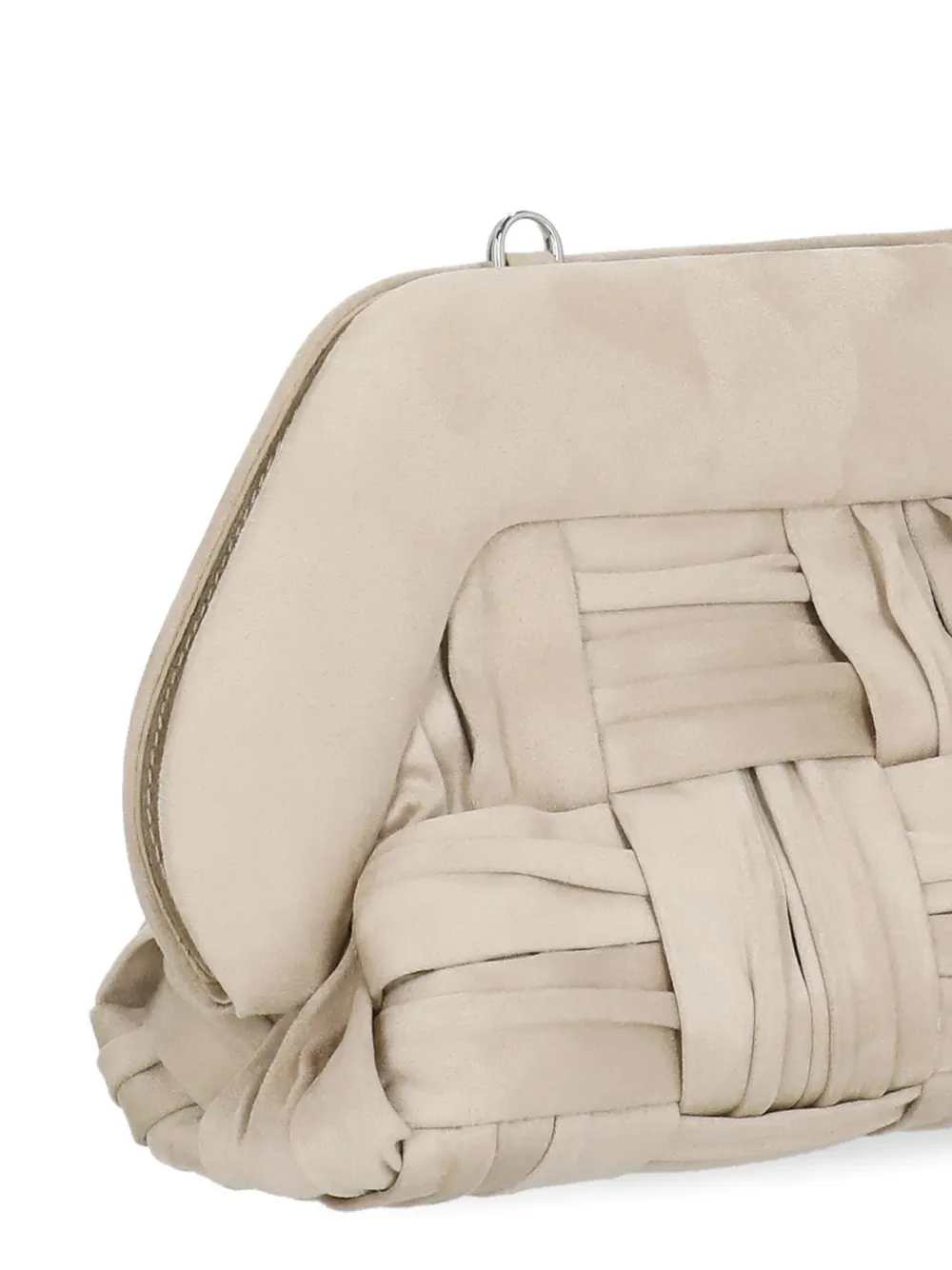 Themoirè medium Bios woven-design clutch bag Beige
