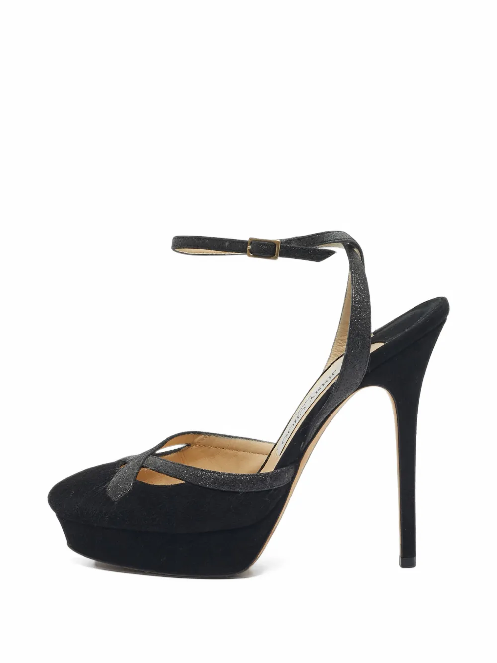 Pre-owned Jimmy Choo Glitter Platform Pumps In Black