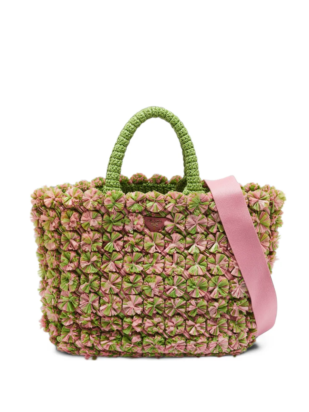 Prada Pre-Owned floral raffia tote bag - Rosa