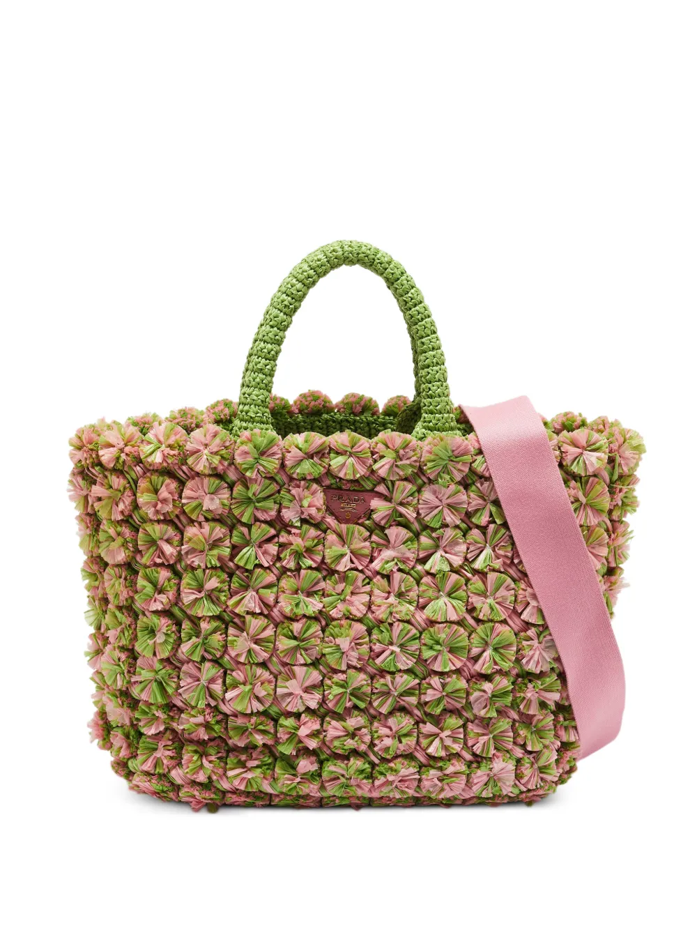 Prada Pre-Owned floral raffia tote bag - Rosa