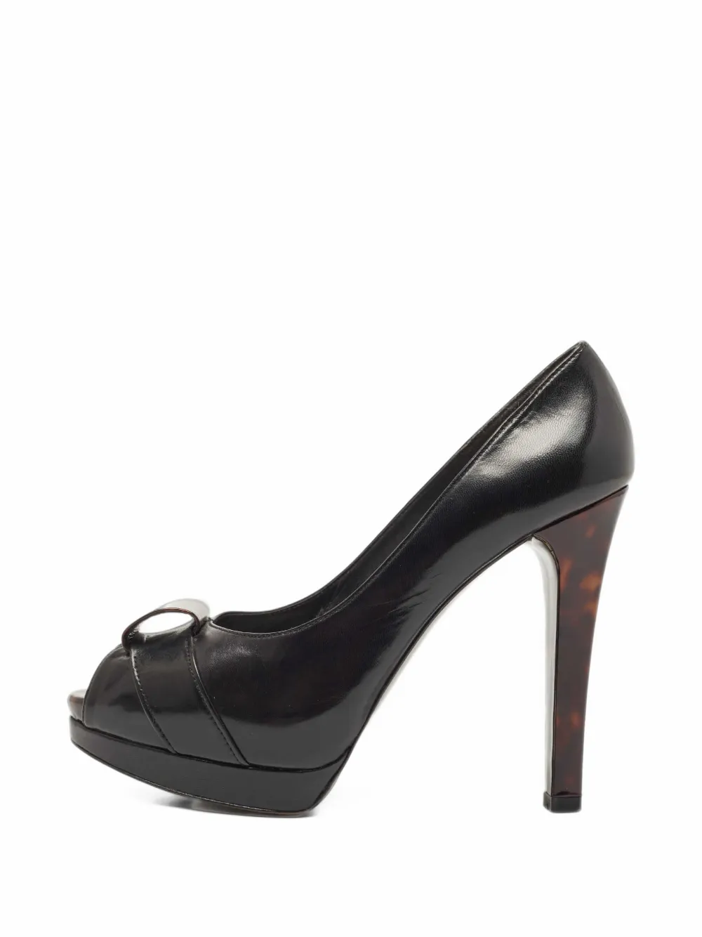 Pre-owned Stuart Weitzman Peep-toe Platform Pumps In Black