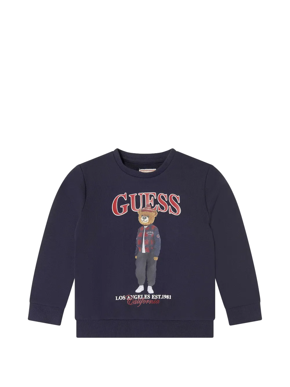 Guess kids logo-print teddy-bear sweatshirt Blauw