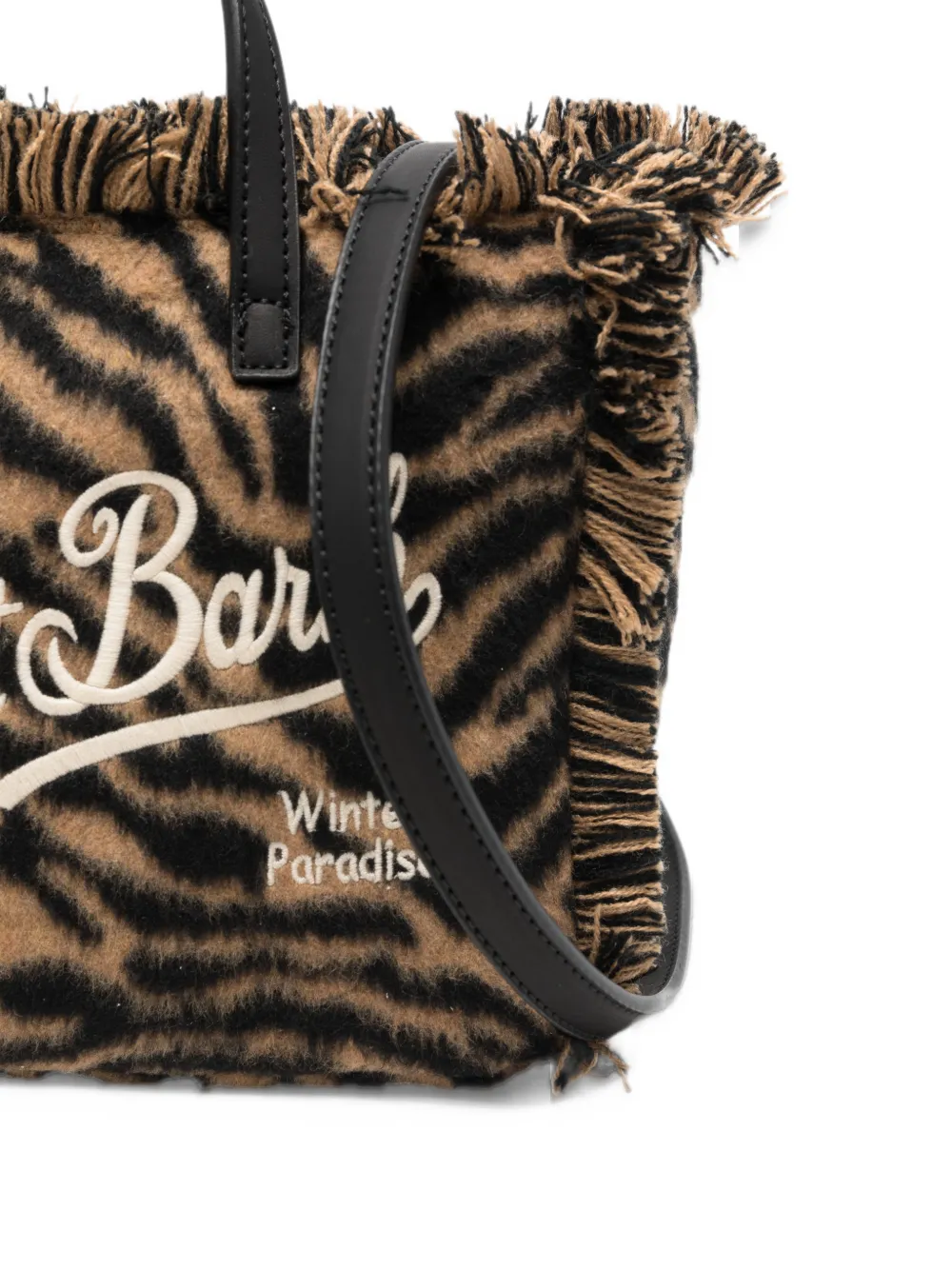 MC2 Saint Barth Vanity mini-shopper met tijgerprint en franje Bruin