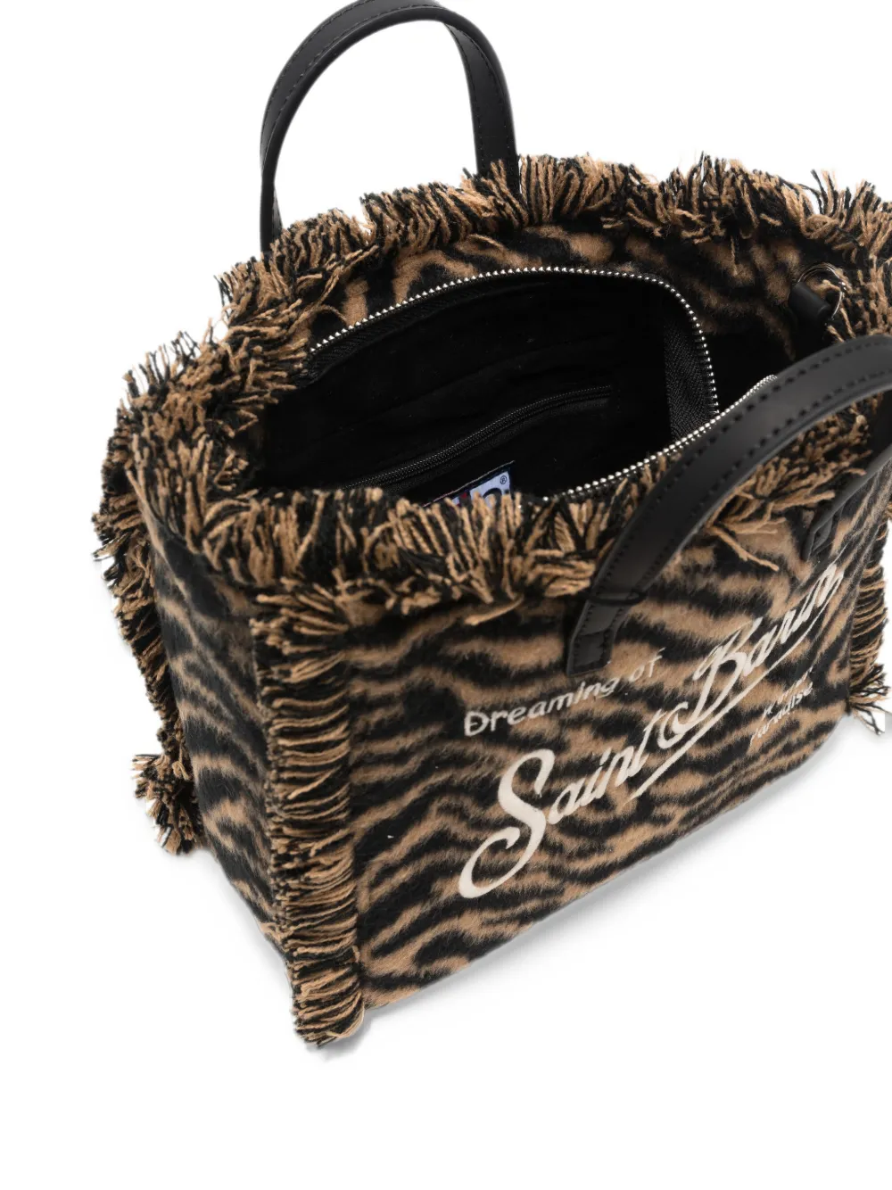 MC2 Saint Barth Vanity mini-shopper met tijgerprint en franje Bruin