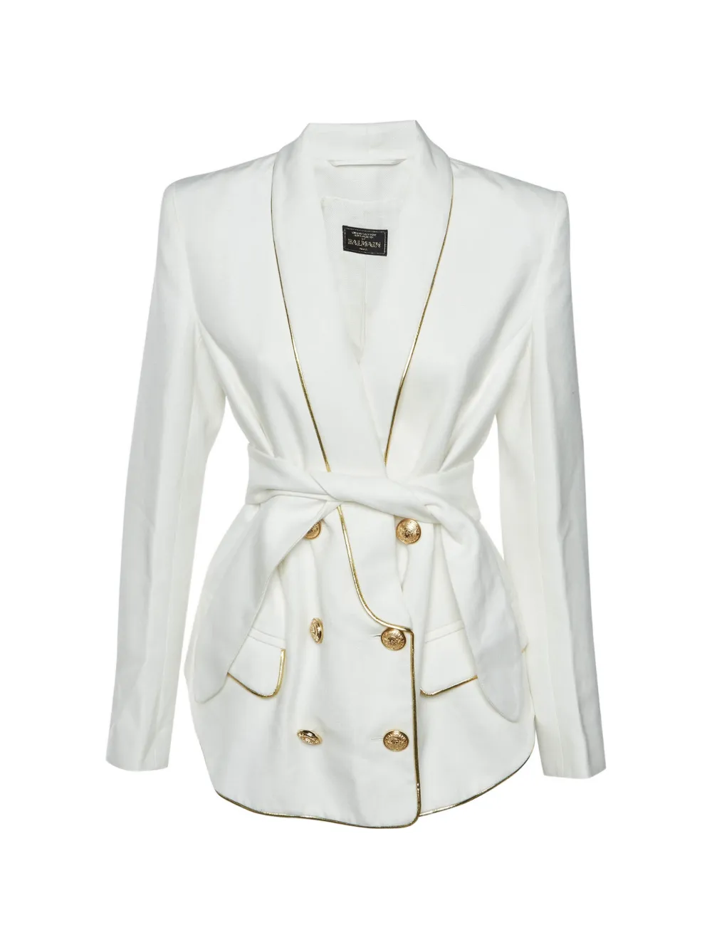 Balmain Pre-Owned belted double-breasted blazer - Weiß