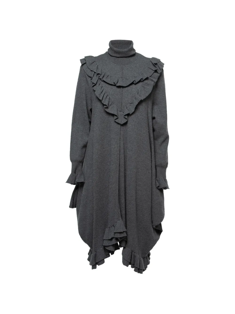 Stella McCartney Pre-Owned ruffled turtle-neck dress - Grey
