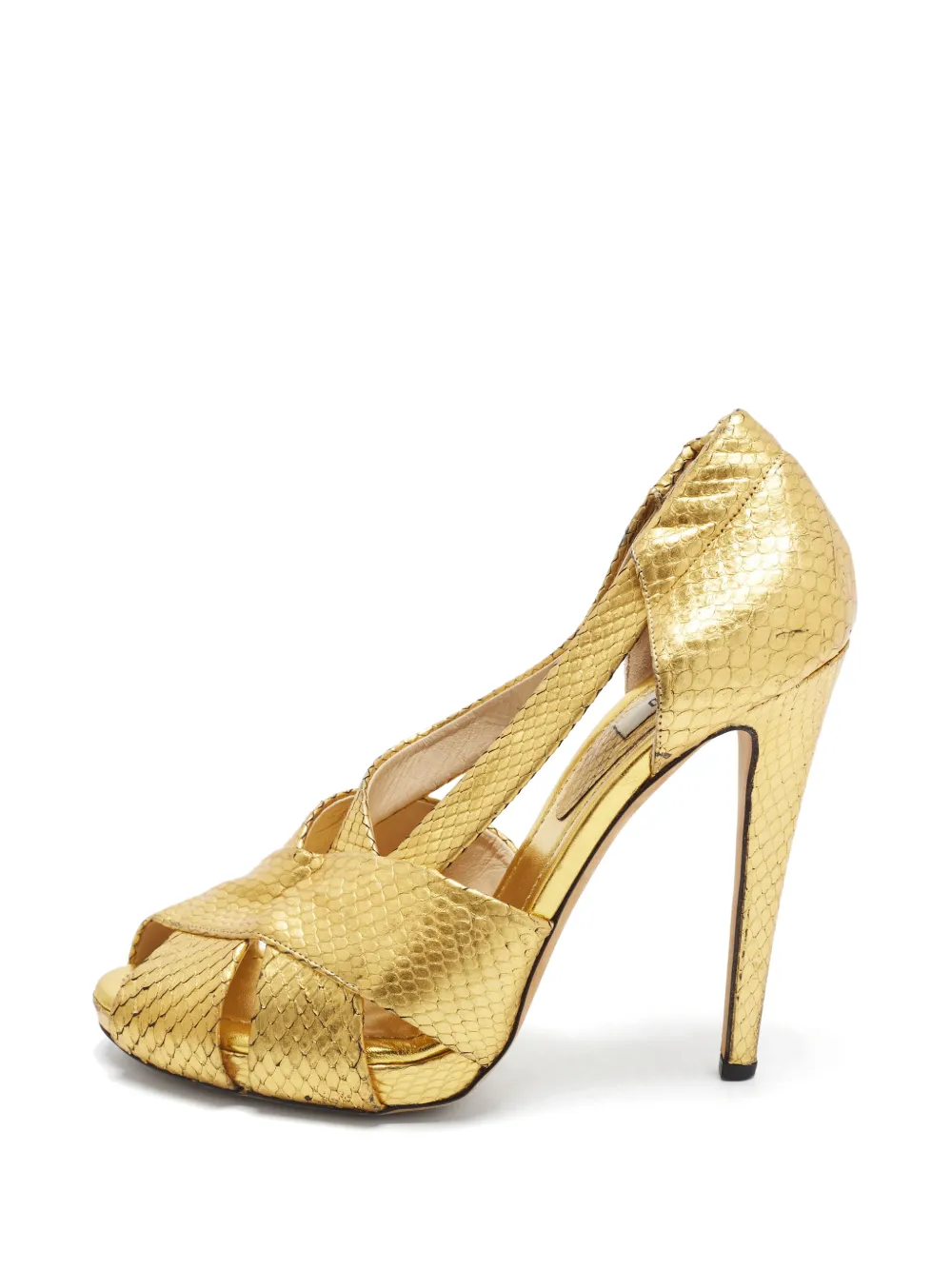 Moschino Pre-Owned snakeskin-embossed strappy sandals - Gold