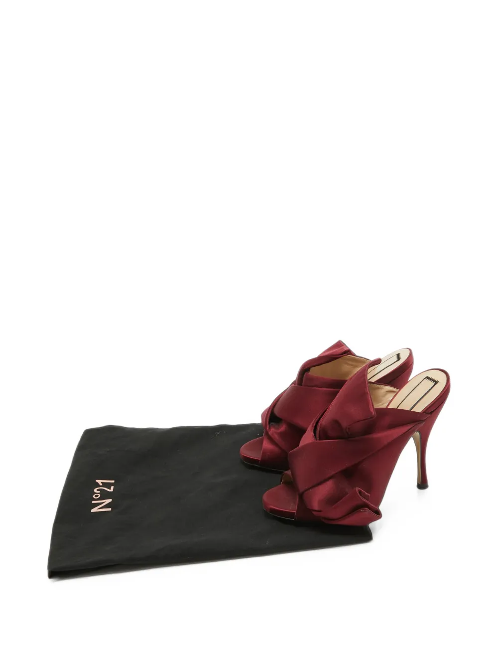 Pre-owned N°21 Raso Knot Heeled Mules In Red
