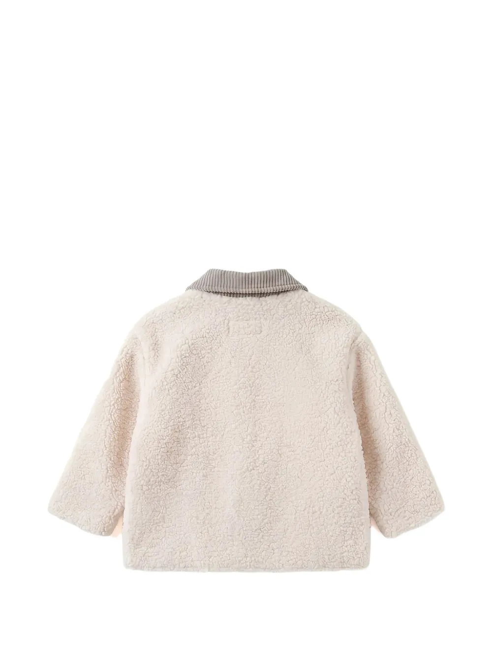 TEDDY & MINOU fleece-texture corduroy-collar shirt jacket Wit