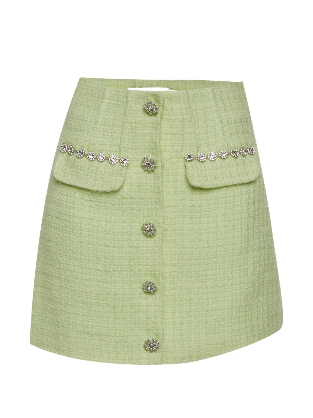 Self-Portrait embellished boucle mini skirt - Grün