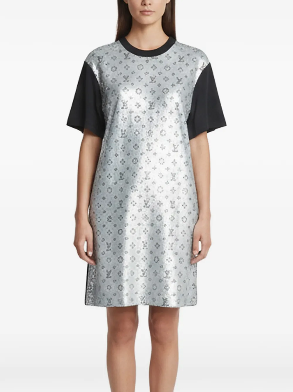 Louis Vuitton Pre-Owned Monogram sequined T-shirt dress - Black