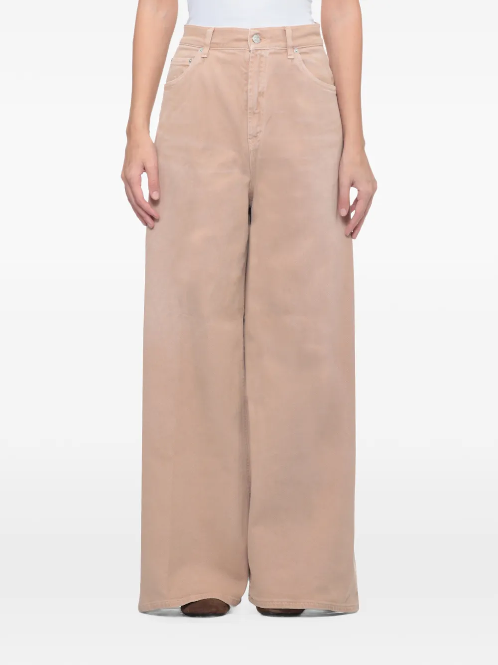 DONDUP wide-leg cotton trousers Beige