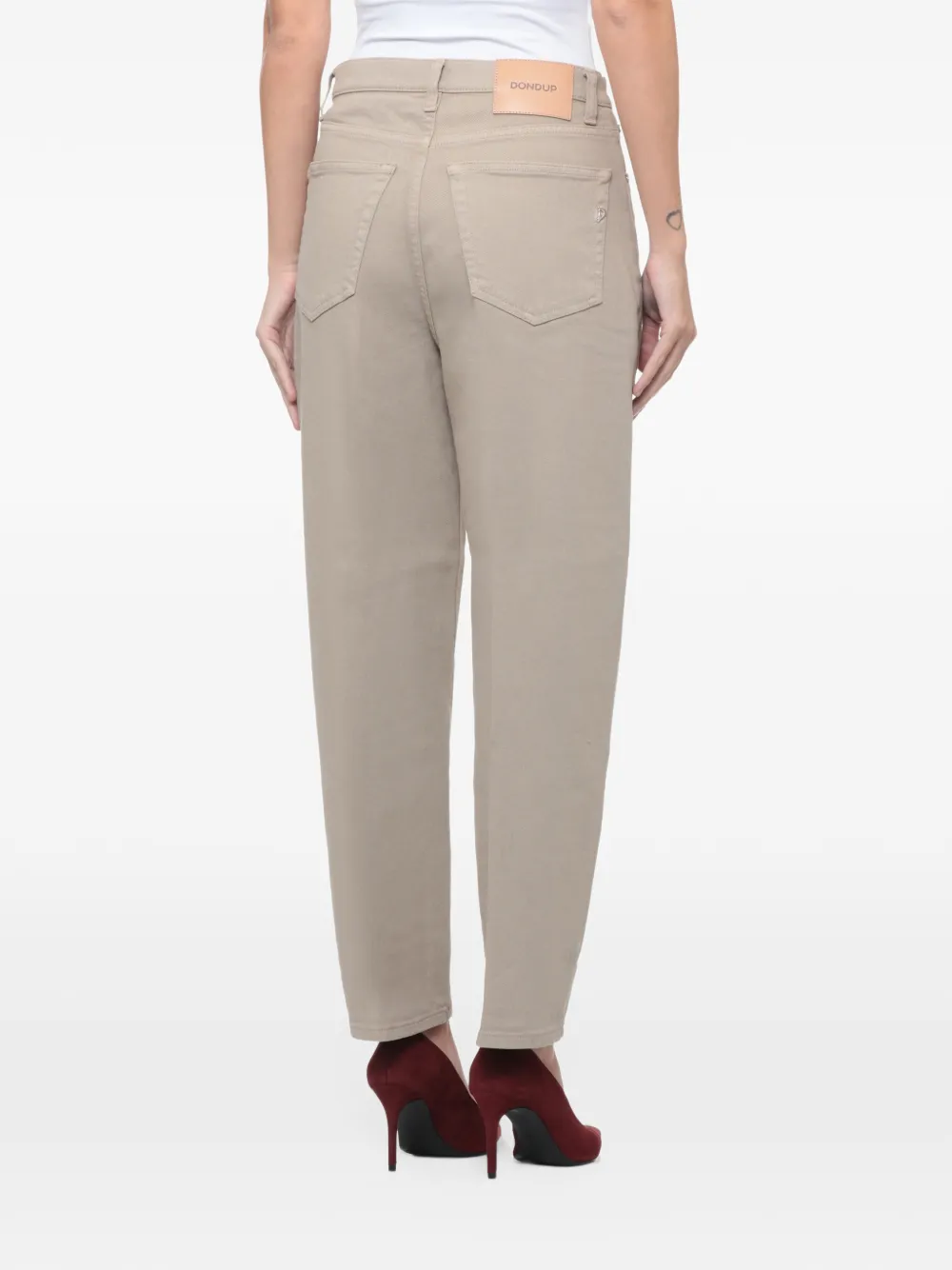 DONDUP logo-plaque tapered trousers Beige