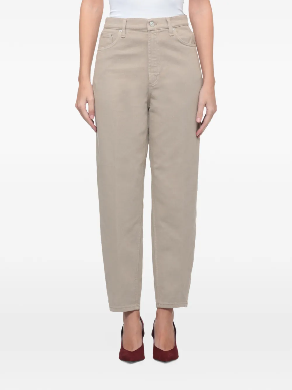 DONDUP logo-plaque tapered trousers Beige