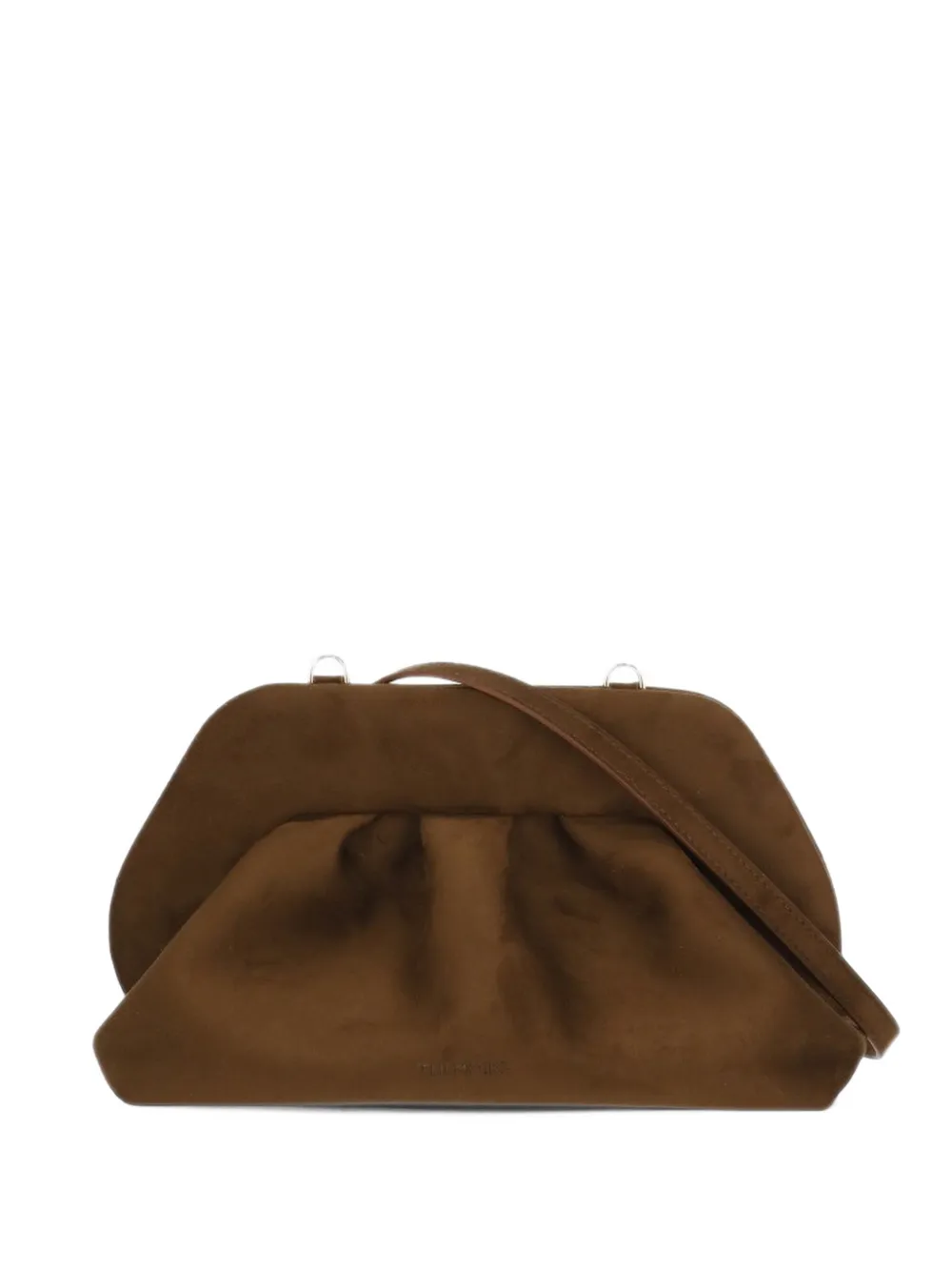 Themoirè medium Bios ruched clutch bag - Marrone