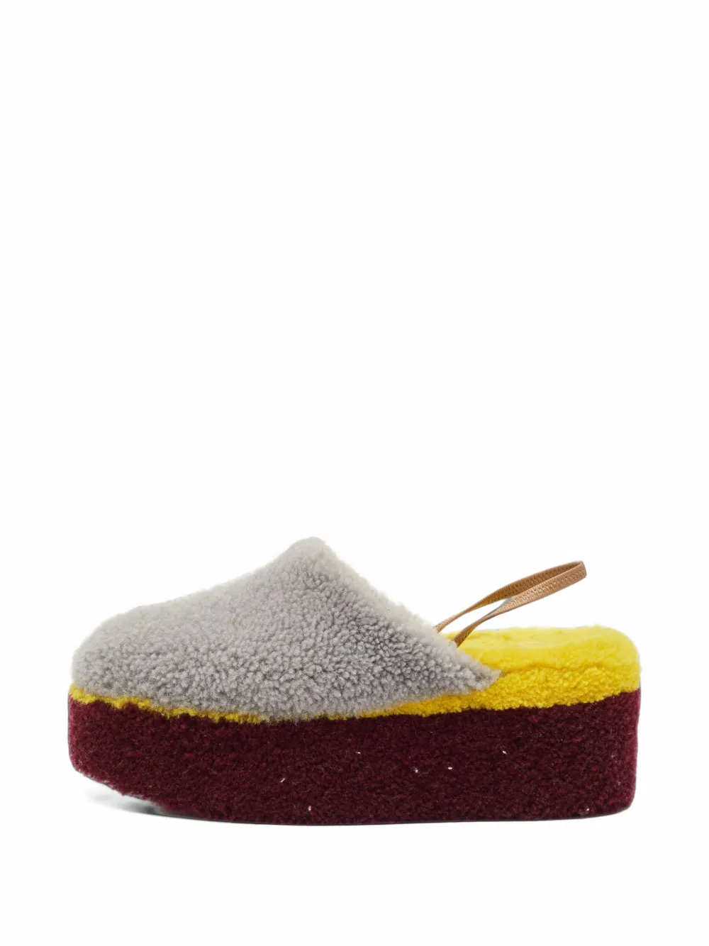 Pre-owned Fendi Shearling Platform Mules In Grey