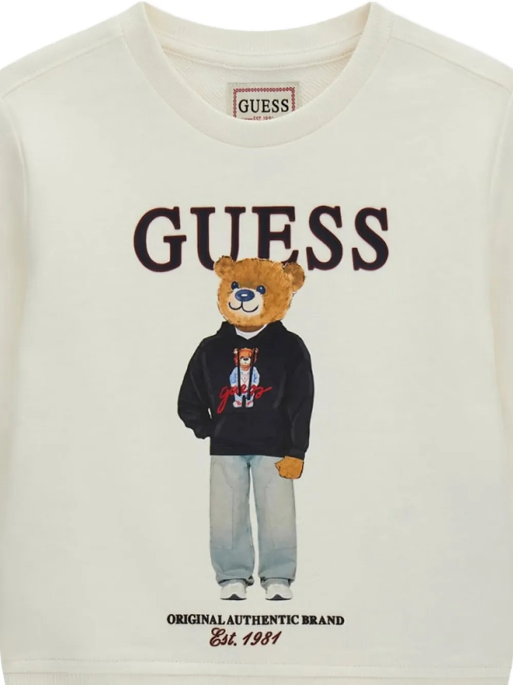 guess kids bear-print sweatshirt Beige