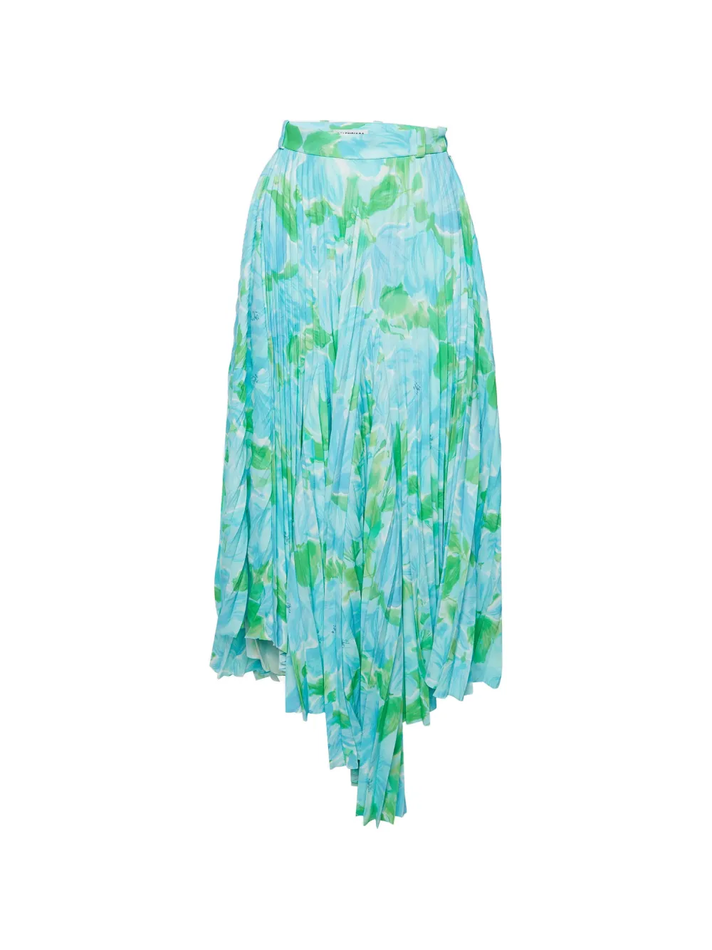 Balenciaga Pre-Owned floral-print asymmetric midi skirt - Blau