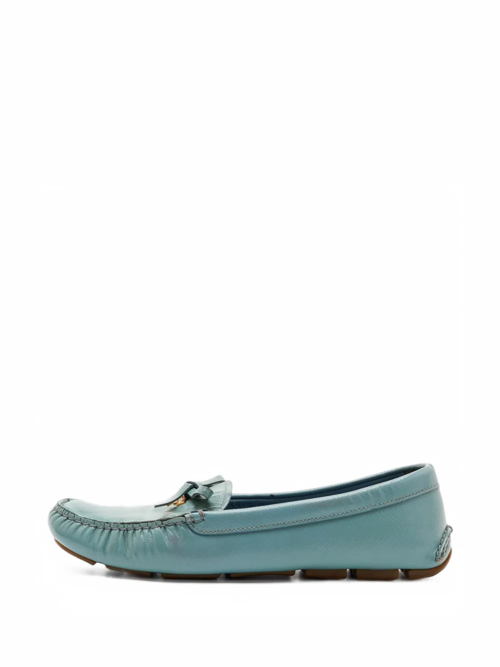 Prada Pre-Owned Saffiano bow loafers - Blau