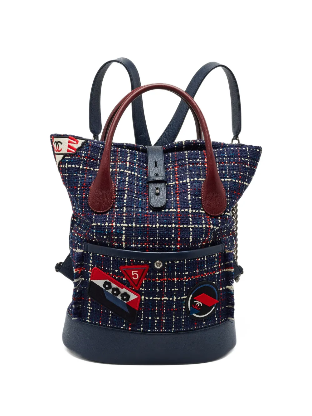 CHANEL Pre-Owned 2016-2017 Airline tweed backpack - Blu