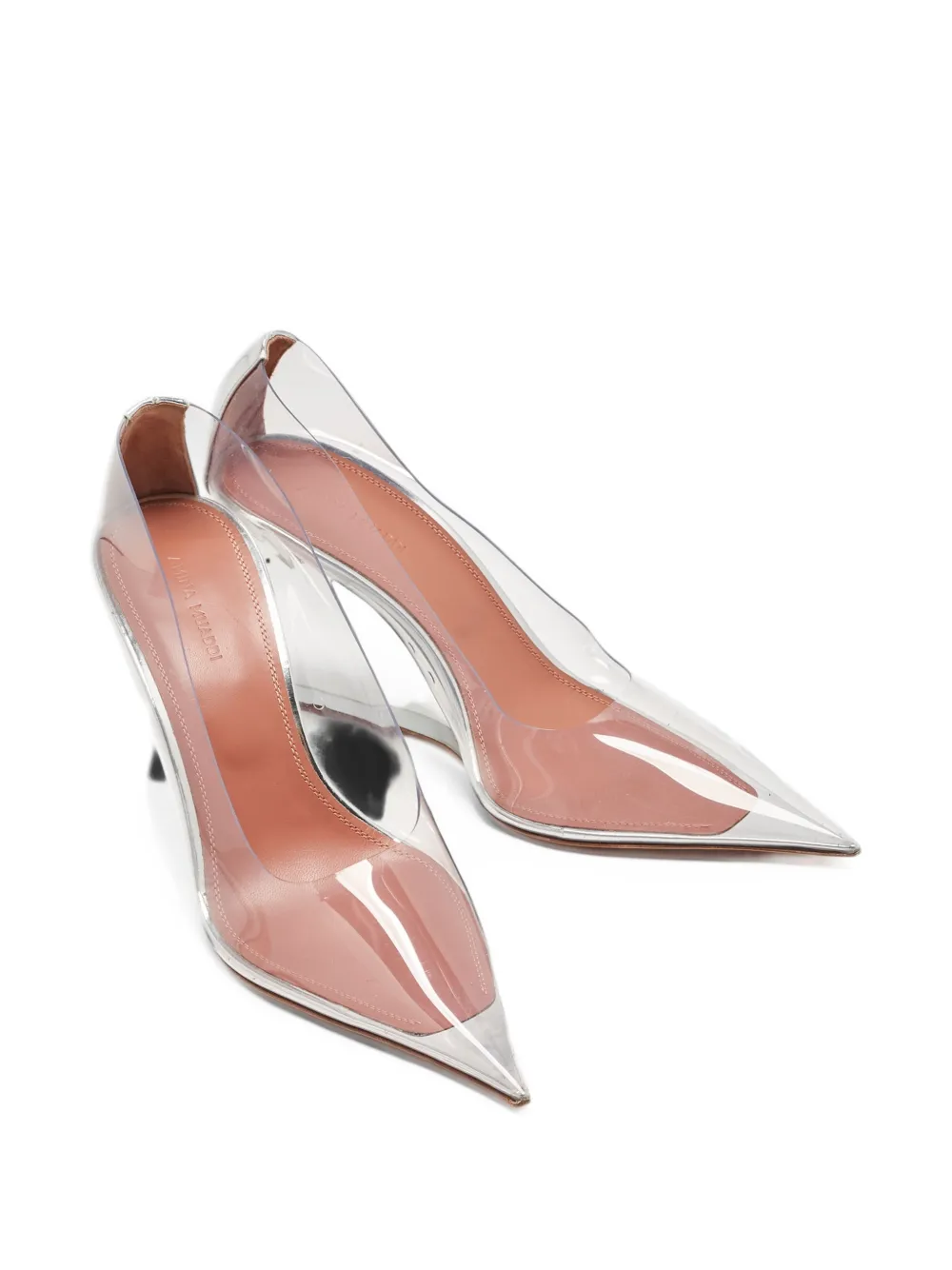 Pre-owned Amina Muaddi Ane Wedge Pumps In White