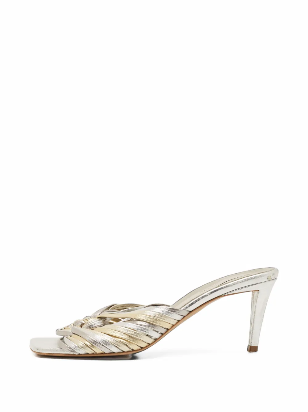 Pre-owned Stella Mccartney Knotted Strap Slide Sandals In Silver
