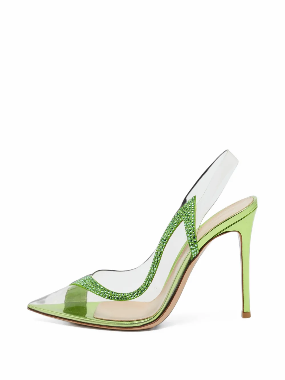 Gianvito Rossi Hortensia crystal-embellished slingback pumps - Green