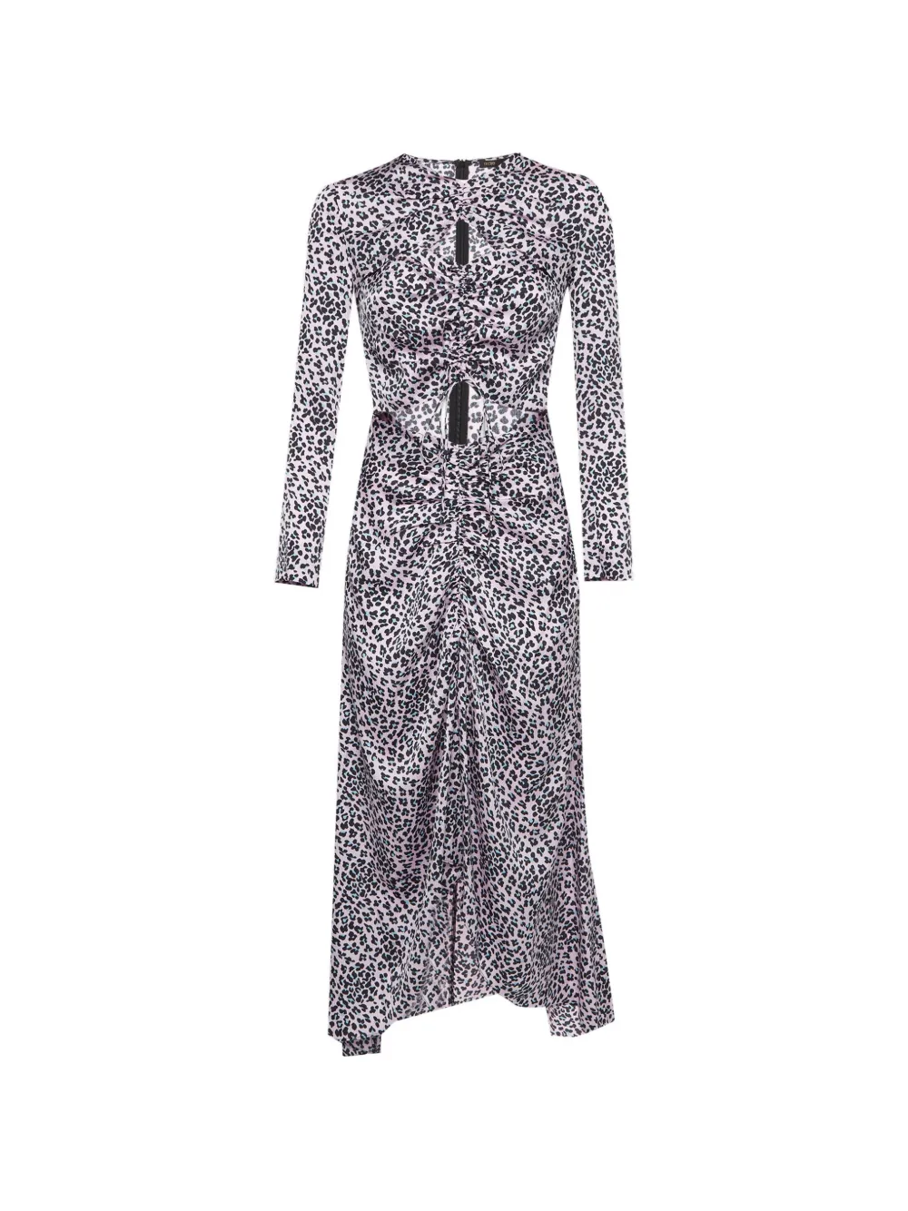 Pre-owned Maje Leopard-pattern Cut-out Midi Dress In Pink