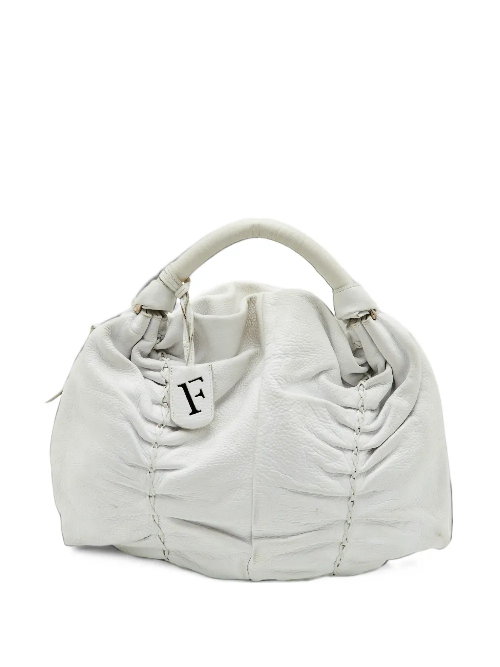 Furla gathered braided tote bag - Bianco