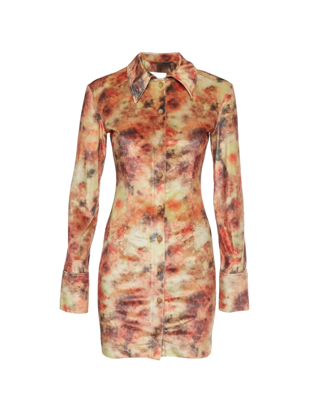 Nanushka Romee Hazy floral-print velvet mini dress - Orange